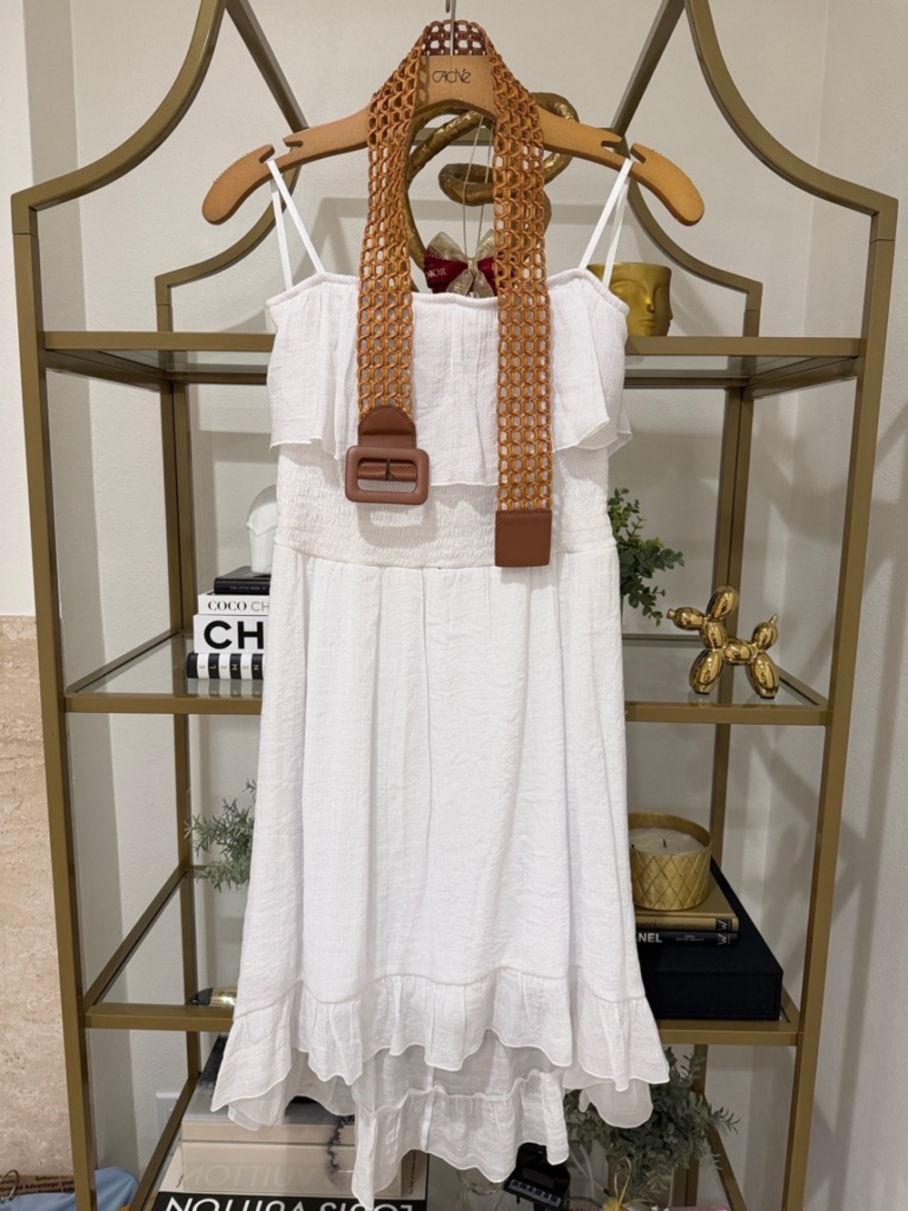 White Strapless Ruffle Smocked Dress - Picture 2 of 8